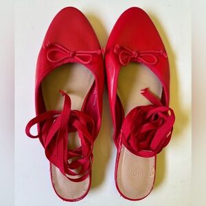 Red lace up ballet flats - size 10